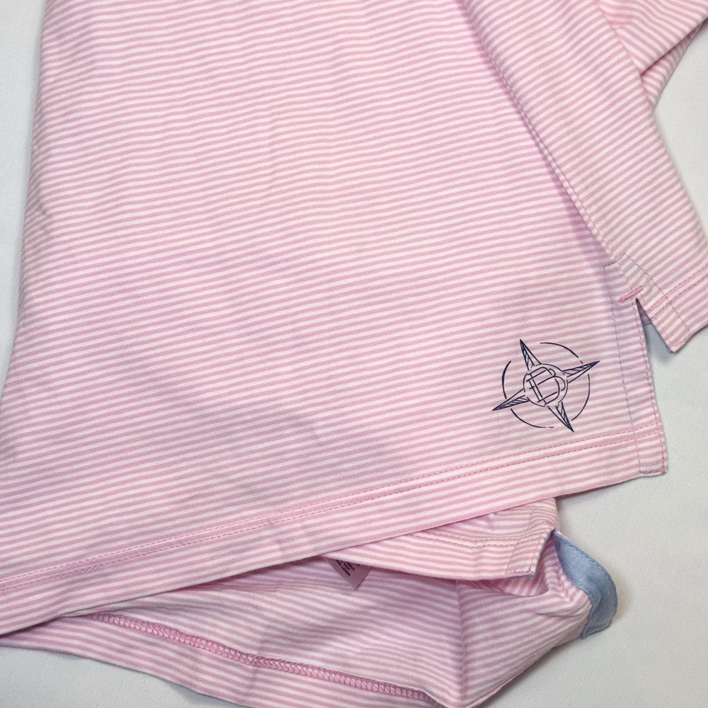 B Draddy Mens Pop Golf Polo Shirt Size M Pink & White Stripe Pima Cotton Preppy - Picture 6 of 9